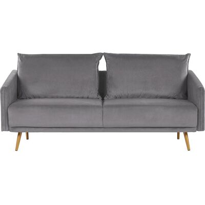 Beliani Grau Samtsofa 3-Sitzer - Sofa Beliani Grau Samtsofa 3-Sitzer - Sofa