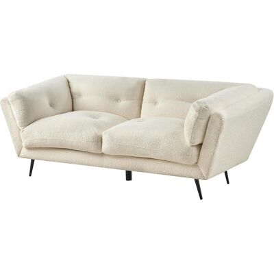 Beliani Lenvik Weiß 3-Sitzer Retro Bouclé Sofa Beliani Lenvik Weiß 3-Sitzer Retro Bouclé Sofa