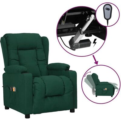 vidaXL Massageliege + Massagesessel, Elektrischer Massagesessel Dunkelgrün Stoff vidaXL Massageliege + Massagesessel, Elektrischer Massagesessel Dunkelgrün Stoff