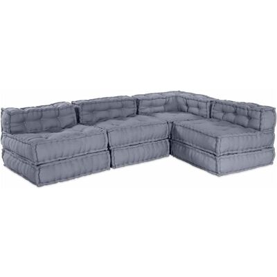 vidaXL - Pouffe Set 4 - Grau - Baumwolle - Pouffe vidaXL - Pouffe Set 4 - Grau - Baumwolle - Pouffe