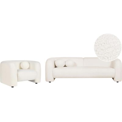 Beliani Moderner Weiße Bouclé 4-Sitzer Sofagruppe Beliani Moderner Weiße Bouclé 4-Sitzer Sofagruppe