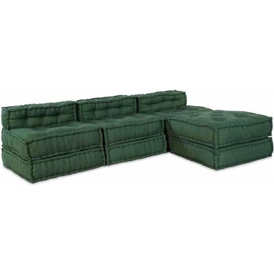 vidaXL Sofa + Bettsofa, Modulare Poufs 4-teilig Grün Stoff vidaXL Sofa + Bettsofa, Modulare Poufs 4-teilig Grün Stoff