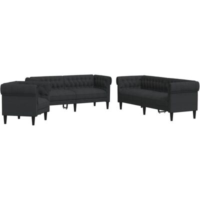 vidaXL Sofa + Bettsofa, Sofagarnitur Loungesofa Polstersofa Sofa Couch 3-tlg. Schwarz Stoff (Polstergruppe) vidaXL Sofa + Bettsofa, Sofagarnitur Loungesofa Polstersofa Sofa Couch 3-tlg. Schwarz Stoff (Polstergruppe)