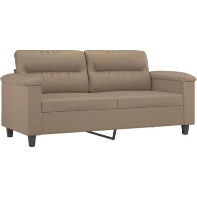 vidaXL Sofa + Bettsofa, Sofagarnitur Kissen Sessel Sofa Couch 3-tlg. Cappuccino-Braun Kunstleder (2-Sitzer) vidaXL Sofa + Bettsofa, Sofagarnitur Kissen Sessel Sofa Couch 3-tlg. Cappuccino-Braun Kunstleder (2-Sitzer)