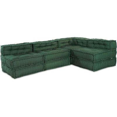vidaXL Sofa + Bettsofa, Modularer Pouf 4er Set Grüner Stoff vidaXL Sofa + Bettsofa, Modularer Pouf 4er Set Grüner Stoff