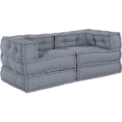 vidaXL - Pouffe Set - Grau - Polyester - Pouffes vidaXL - Pouffe Set - Grau - Polyester - Pouffes
