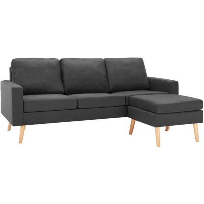 vidaXL 3-Sitzer-Grau Stoffsofa mit Fußhocker - Sofa vidaXL 3-Sitzer-Grau Stoffsofa mit Fußhocker - Sofa