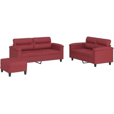 vidaXL Sofa + Bettsofa, Sofagarnitur Kissen Sessel Sofa Couch Designsofa 3tlg. Weinrot Kunstleder (2-Sitzer, Polstergruppe) vidaXL Sofa + Bettsofa, Sofagarnitur Kissen Sessel Sofa Couch Designsofa 3tlg. Weinrot Kunstleder (2-Sitzer, Polstergruppe)