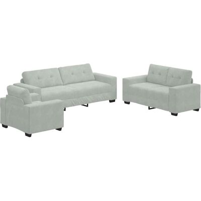 vidaXL Sofa + Bettsofa, 3-teilige Sofagarnitur mit Kissen Hellgrau Velvet (2-Sitzer, 3-Sitzer, Polstergruppe) vidaXL Sofa + Bettsofa, 3-teilige Sofagarnitur mit Kissen Hellgrau Velvet (2-Sitzer, 3-Sitzer, Polstergruppe)