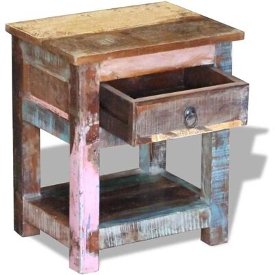 vidaXL Beistelltisch mit 1 Schublade aus recyceltem Massivholz - Nachttisch vidaXL Beistelltisch mit 1 Schublade aus recyceltem Massivholz - Nachttisch