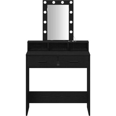 vidaXL Schwarze Eiche Kosmetiktisch - Multifunktionaler Spiegel mit LED-Licht vidaXL Schwarze Eiche Kosmetiktisch - Multifunktionaler Spiegel mit LED-Licht