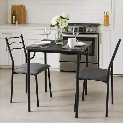 HTI-Living, Essgruppe, Essgruppe Thora 3-teilig Tischplatte Schwarz (MDF) HTI-Living, Essgruppe, Essgruppe Thora 3-teilig Tischplatte Schwarz (MDF)