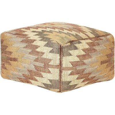 Beliani Buntfäriger Jute Woll Quader Pouf - Wohndekor Beliani Buntfäriger Jute Woll Quader Pouf - Wohndekor