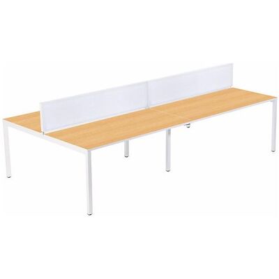 Kaiserkraft 4-Person Bürotisch Weiß / Buchen - Schreibtisch Kaiserkraft 4-Person Bürotisch Weiß / Buchen - Schreibtisch