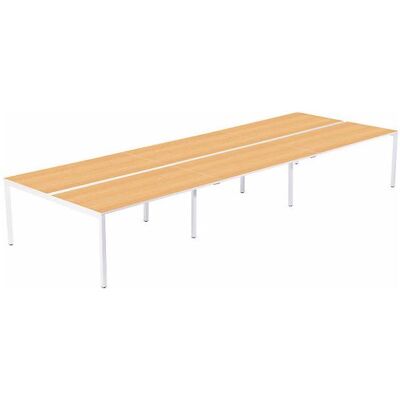 Kaiser Kraft 6-Person Schreibtisch - Rechteck, Weiß / Buchenholz - Büromöbel Kaiser Kraft 6-Person Schreibtisch - Rechteck, Weiß / Buchenholz - Büromöbel