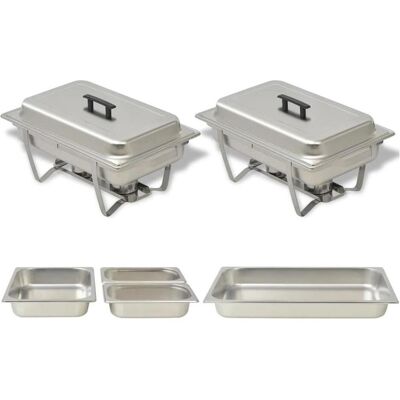 vidaXL 2 Stück Chafing Dish Set Edelstahl - Lebensmittel Wasserpfanne Stand Brenner vidaXL 2 Stück Chafing Dish Set Edelstahl - Lebensmittel Wasserpfanne Stand Brenner