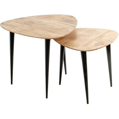Haku Möbel Tumaco - Nordisches Design, Massiv Akazie, Schwarzer Stahl - Couchtisch + Beistelltisch Haku Möbel Tumaco - Nordisches Design, Massiv Akazie, Schwarzer Stahl - Couchtisch + Beistelltisch