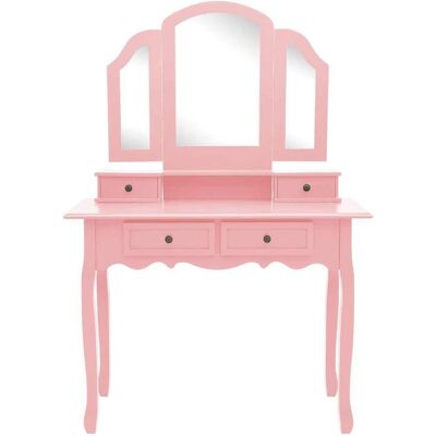 vidaXL Pinkes Schminktisch-Set mit Hocker - 100x40x146 cm aus Paulownia-Holz vidaXL Pinkes Schminktisch-Set mit Hocker - 100x40x146 cm aus Paulownia-Holz
