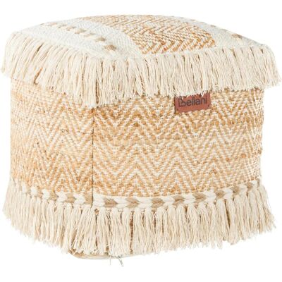 Beliani Alupola Beiger Quadrat Jute Baumwolle Pouf - Pouf Beliani Alupola Beiger Quadrat Jute Baumwolle Pouf - Pouf