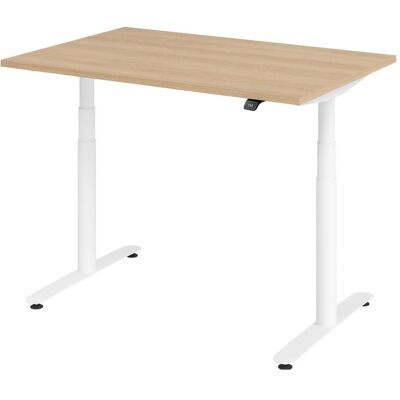 HAMMERBACHER Höhenverstellbarer Schreibtisch - Weiß/Eiche - Rechteckig - 120x80 cm HAMMERBACHER Höhenverstellbarer Schreibtisch - Weiß/Eiche - Rechteckig - 120x80 cm
