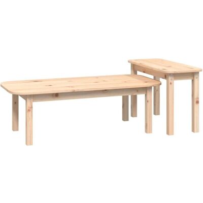 vidaXL Massiv Kiefer Holz Couchtisch-Set - Platzsparendes Rustikales Design vidaXL Massiv Kiefer Holz Couchtisch-Set - Platzsparendes Rustikales Design