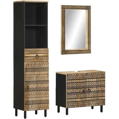 vidaXL Mango Badezimmermöbel-Set - 3-teilig vidaXL Mango Badezimmermöbel-Set - 3-teilig