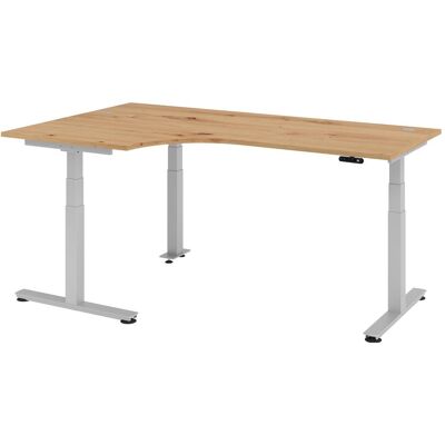 Hammerbacher Höhenverstellbarer Schreibtisch - Elektrisch, L-Form, Silber, 200x120cm Hammerbacher Höhenverstellbarer Schreibtisch - Elektrisch, L-Form, Silber, 200x120cm