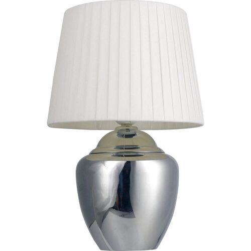 Platinet, Tischlampe, Tischleuchte TABLE LAMP TABLE lamp SILVER BASE, White REFLECTION, H35 (45690) (E27)