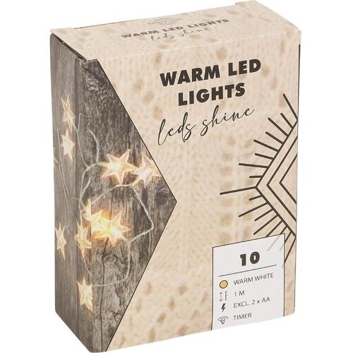 Lichterkette, Lichterkette Sterne 10 LED 1m (0.08 m)
