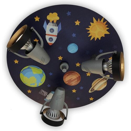 Niermann Stand By, Kinderlampe, Niermann Weltall Deckenleuchte 3fach GU10 Multicolor, Bunt Made in Germany