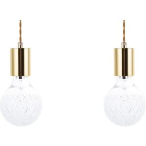 Beliani Set aus 2 Glas Pendelleuchten Gold ANZA - Pendellampen Beliani Set aus 2 Glas Pendelleuchten Gold ANZA - Pendellampen