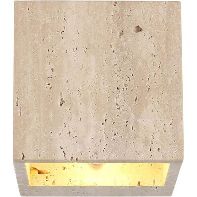 Globo, Wandleuchte, LED Wandleuchte Rojas 6W warmweiss Weiss matt Metall Travertine Stein 12x12cm Globo, Wandleuchte, LED Wandleuchte Rojas 6W warmweiss Weiss matt Metall Travertine Stein 12x12cm