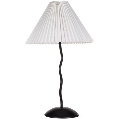 Beliani Tischlampe Weiß - Wellenförmiger Metallfuß, Faltkegelschirm - Tischlampe Beliani Tischlampe Weiß - Wellenförmiger Metallfuß, Faltkegelschirm - Tischlampe