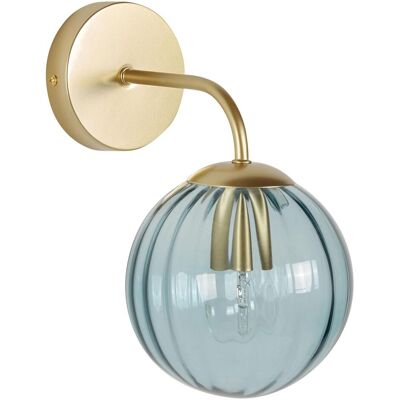 Beliani Wandleuchte Gold Blau Glas Eisen - 28 cm Globe Schirm Licht Beleuchtung Schlafzimmer Wohnzimmer Beliani Wandleuchte Gold Blau Glas Eisen - 28 cm Globe Schirm Licht Beleuchtung Schlafzimmer Wohnzimmer