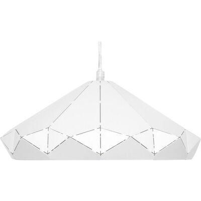 Beliani Deckenlampe Weiß Metall 112cm Geometrischer Schirm Industriell Beliani Deckenlampe Weiß Metall 112cm Geometrischer Schirm Industriell
