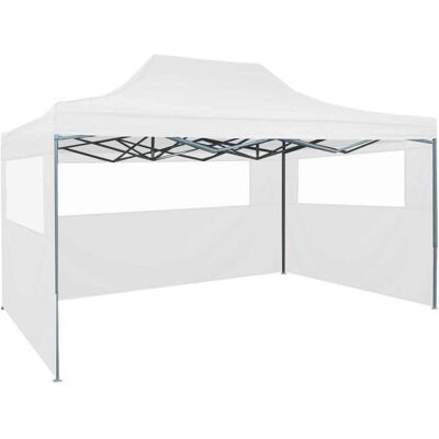 vidaXL Professionelle Faltzelt mit 3 Seitenwänden 3x4m Stahl Weiß vidaXL Professionelle Faltzelt mit 3 Seitenwänden 3x4m Stahl Weiß