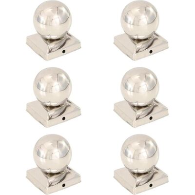 vidaXL Pfostenkappen 6 Stück Globus Edelstahl 91x91 mm - Pfostenkappen vidaXL Pfostenkappen 6 Stück Globus Edelstahl 91x91 mm - Pfostenkappen