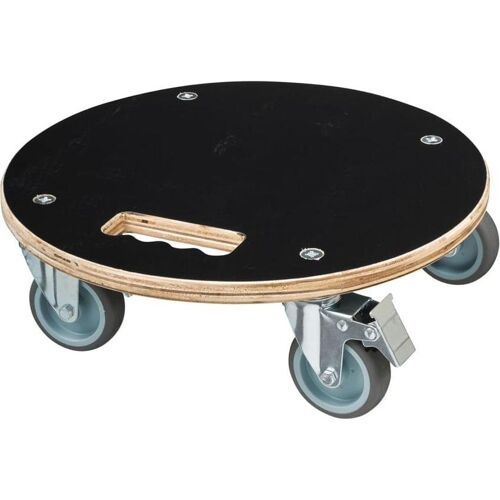 Nature, Pflanzenständer + Blumentreppe, Pflanzenroller Rund Ø38cm Schwarz Holz