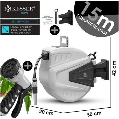 Kesser, Gartenschlauch Aufbewahrung, Schlauchtrommel Wasser Schlauchaufroller + 2-Wege-Verteiler (15 m) Kesser, Gartenschlauch Aufbewahrung, Schlauchtrommel Wasser Schlauchaufroller + 2-Wege-Verteiler (15 m)