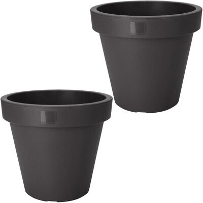 ProGarden, Blumentopf, 2er-Set Blumentopf rund, anthrazit, Pflanztopf aus 100% recyclebarem Kunststoff, Ø 25 cm (25 x 22 cm) ProGarden, Blumentopf, 2er-Set Blumentopf rund, anthrazit, Pflanztopf aus 100% recyclebarem Kunststoff, Ø 25 cm (25 x 22 cm)