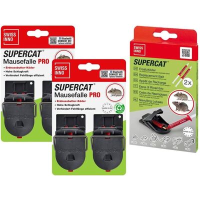 Swissinno, Tierfalle, Set bestehend aus 2x Mausefalle SuperCat Pro 2er & Ersatzköder SuperCat 2er Swissinno, Tierfalle, Set bestehend aus 2x Mausefalle SuperCat Pro 2er & Ersatzköder SuperCat 2er