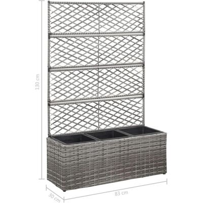 vidaXL Graues Poly Rattan Hochbeet mit 3 Töpfen und Rankgitter vidaXL Graues Poly Rattan Hochbeet mit 3 Töpfen und Rankgitter