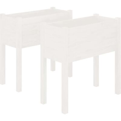 vidaXL Weiße Kiefernholz Gartenblumenkasten-Set - 2 Stück, 70x31x70 cm vidaXL Weiße Kiefernholz Gartenblumenkasten-Set - 2 Stück, 70x31x70 cm