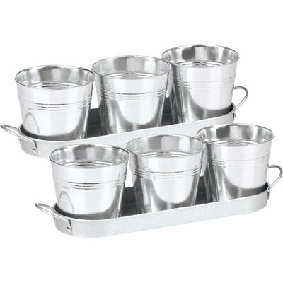 Arti Casa, Blumentopf, 2er-Set Kräutertöpfe, 3tlg., mit Tablett, Metall (10 x 9 cm) Arti Casa, Blumentopf, 2er-Set Kräutertöpfe, 3tlg., mit Tablett, Metall (10 x 9 cm)
