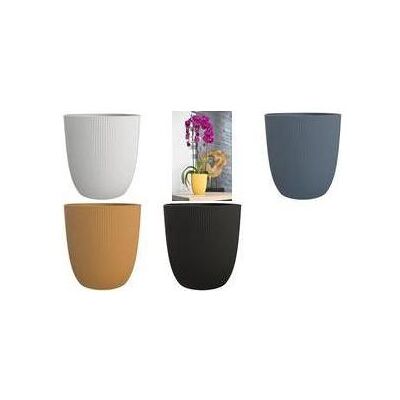 EDA, Blumentopf, Übertopf IRIS, Durchmesser: 125 mm, jeansblau aus Kunststoff, für den Innenbereich geeignet, geriff EDA, Blumentopf, Übertopf IRIS, Durchmesser: 125 mm, jeansblau aus Kunststoff, für den Innenbereich geeignet, geriff