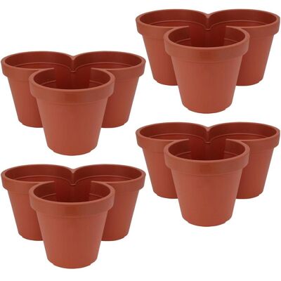 ProGarden, Blumentopf, Blumentopf mit 3 Fächern, terracotta, 100% recyclebarem Kunststoff, Ø 44 cm, 4er-Set (44 x 20 cm) ProGarden, Blumentopf, Blumentopf mit 3 Fächern, terracotta, 100% recyclebarem Kunststoff, Ø 44 cm, 4er-Set (44 x 20 cm)