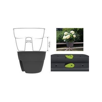 EDA, Blumentopf, Geländertopf OSAKA, Durchmesser: 300 mm, anthrazit Höhe: 260 mm, Erdvolumen: 8 Liter, aus Kunstst (30 x 26 cm) EDA, Blumentopf, Geländertopf OSAKA, Durchmesser: 300 mm, anthrazit Höhe: 260 mm, Erdvolumen: 8 Liter, aus Kunstst (30 x 26 cm)