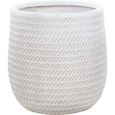 Beliani Pflanzgefäß Off-White LIVADIA - Runder langlebiger Fibre Clay Innen Außen Beliani Pflanzgefäß Off-White LIVADIA - Runder langlebiger Fibre Clay Innen Außen
