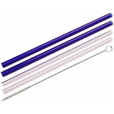 Fackelmann - Strohhalme Glas mit Bürste Eco - rosa - blau - drinking straws Fackelmann - Strohhalme Glas mit Bürste Eco - rosa - blau - drinking straws