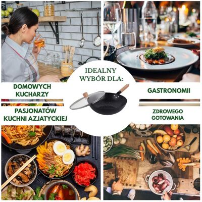 Kinghoff WOK Z POKRYWĄ Z POWŁOKĄ MARMURKOWĄ 30cm KH-1984, Pfanne + Kochtopf, Schwarz Kinghoff WOK Z POKRYWĄ Z POWŁOKĄ MARMURKOWĄ 30cm KH-1984, Pfanne + Kochtopf, Schwarz